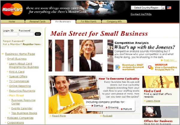 MasterCard Mainstreet website